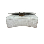 Balenciaga White Croc Embossed Nano Hourglass Bag