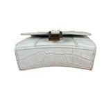 Balenciaga White Croc Embossed Nano Hourglass Bag