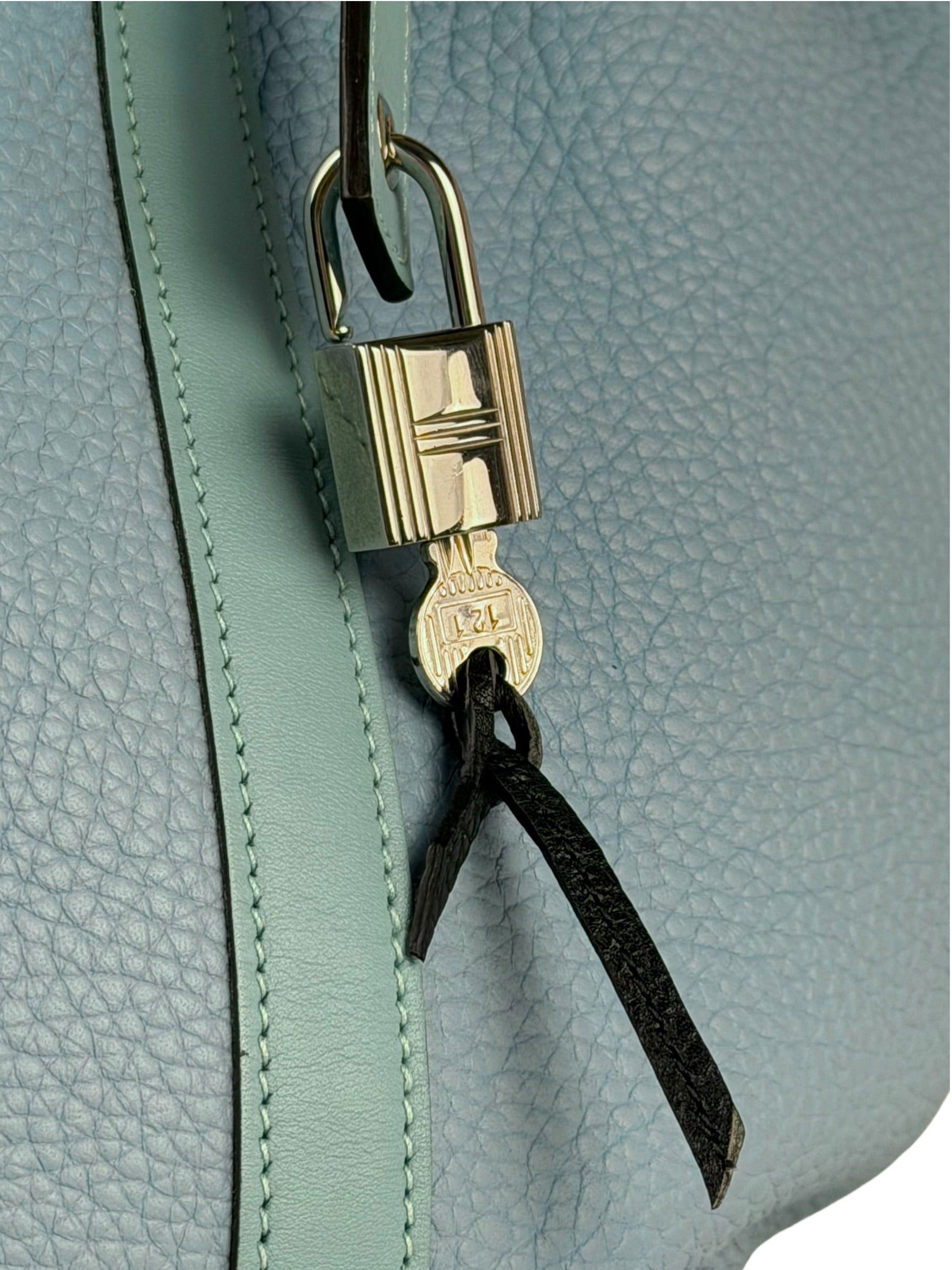 Hermes Blue Leather Picotin Lock 18 Bucket Bag