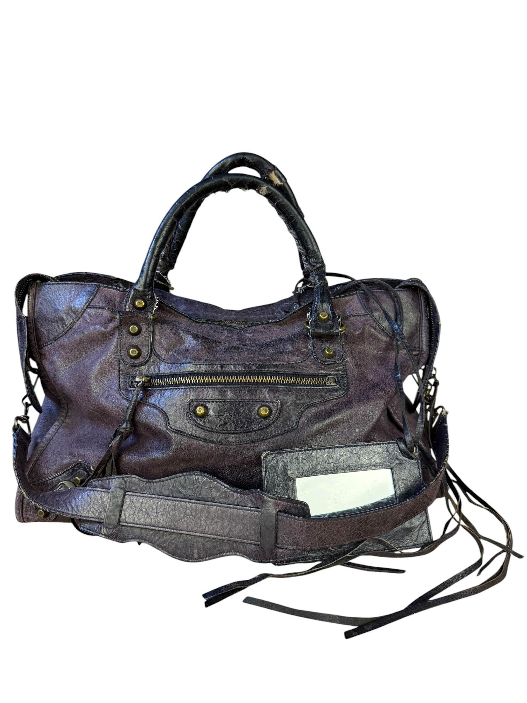 Balenciaga Vintage Purple Classic Motorcycle City Bag