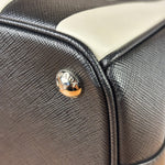 Prada Black/White Saffiano Leather Striped Two-Way Bag
