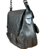Fendi Black Patent Buckle Leather Shoulder Bag