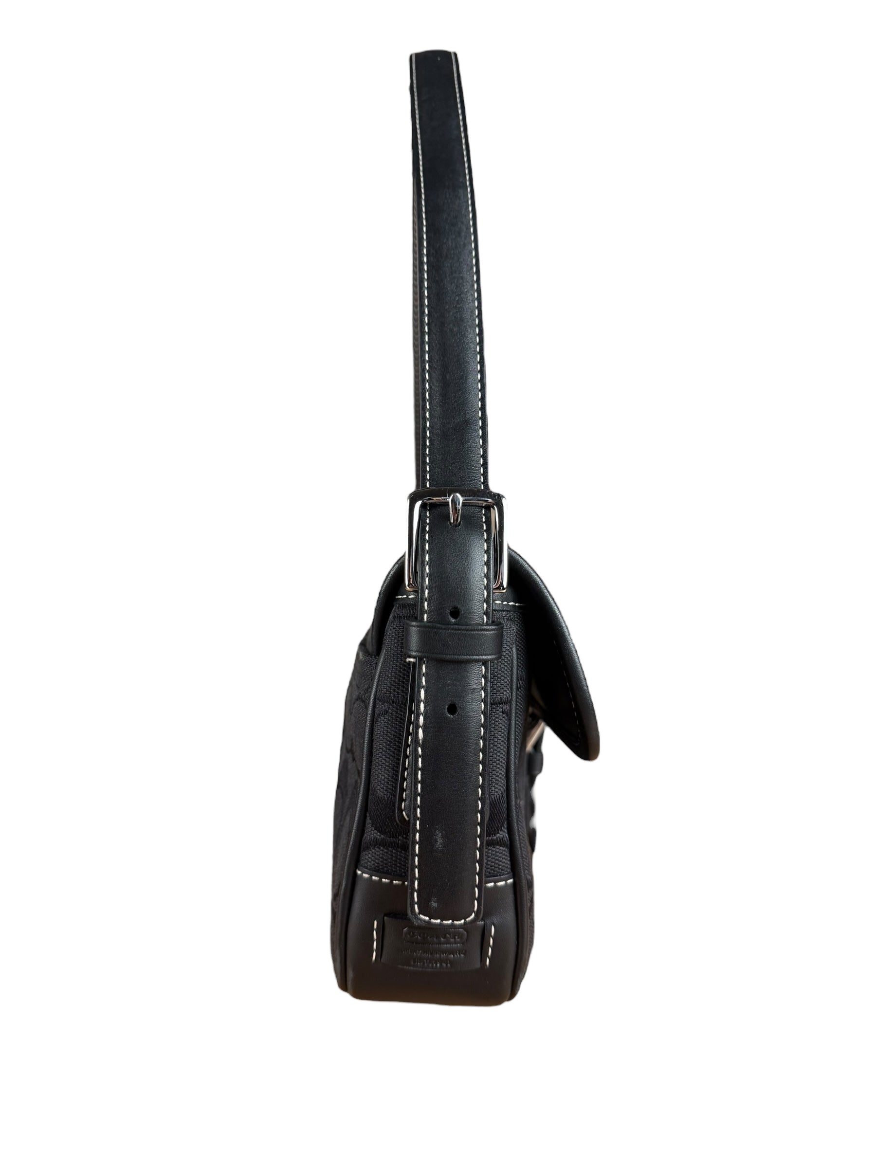 Coach Vintage CC Black Flap Shoulder Bag
