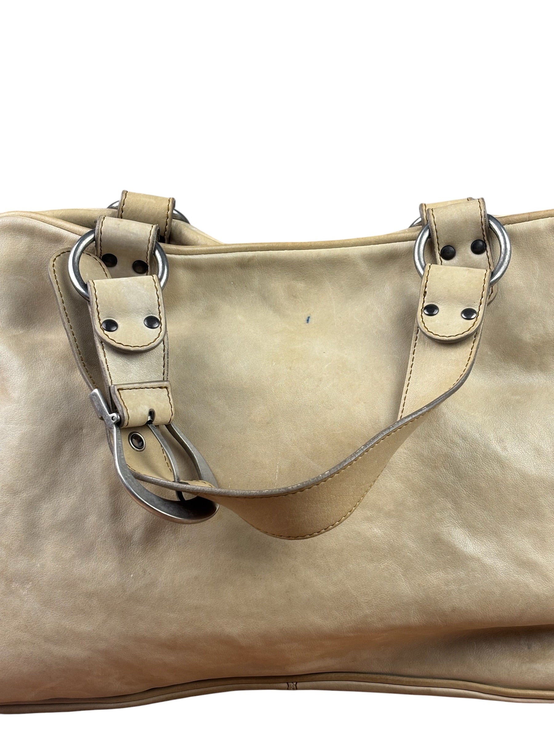 Christian Dior Beige Large Gaucho Double Saddle Shoulder Bag