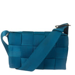 Bottega Veneta Teal Blue Intrecciato Cassette Flap Crossbody Bag