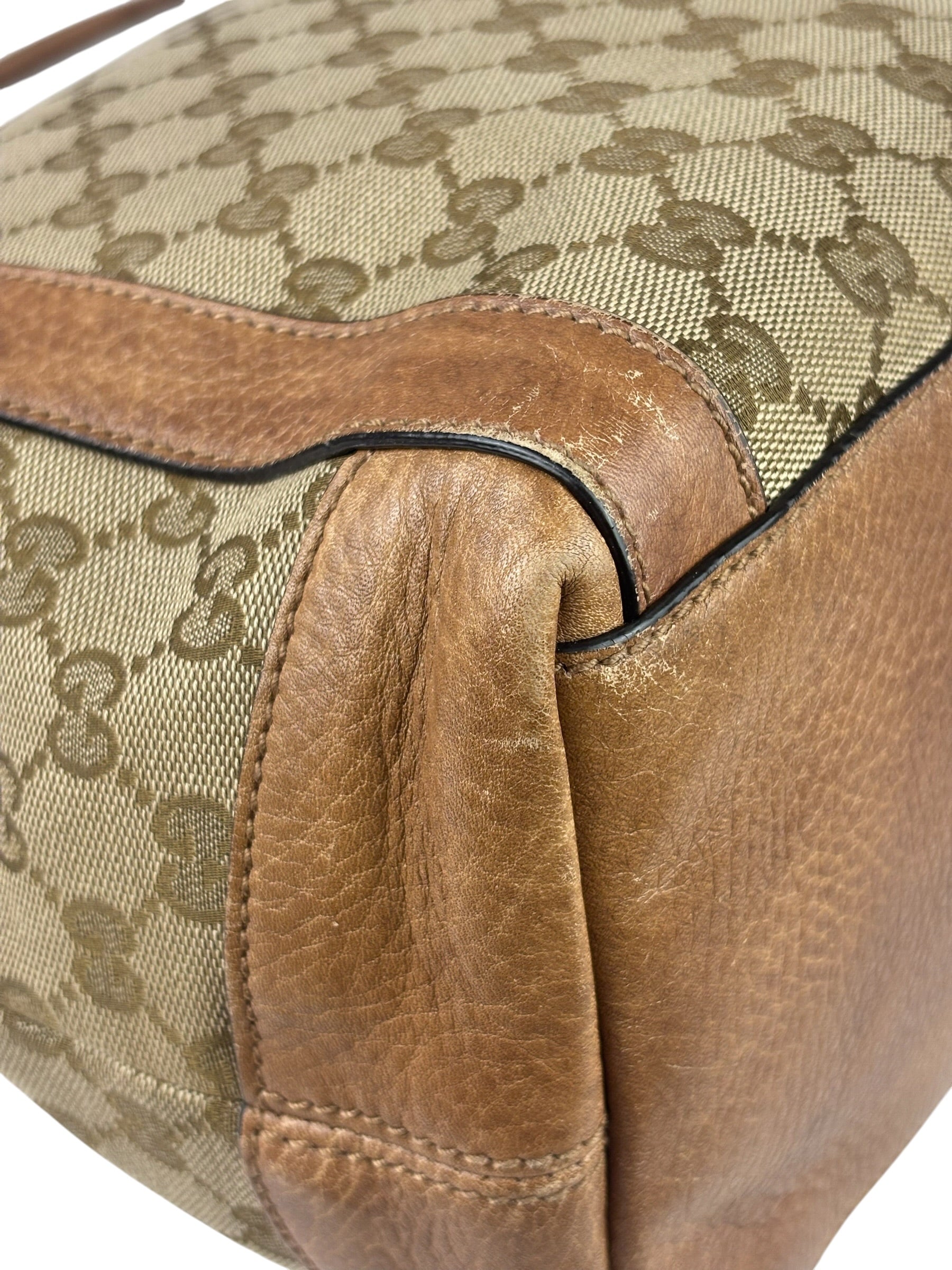 Gucci Beige/Brown Leather GG Satchel Two-Way Bag