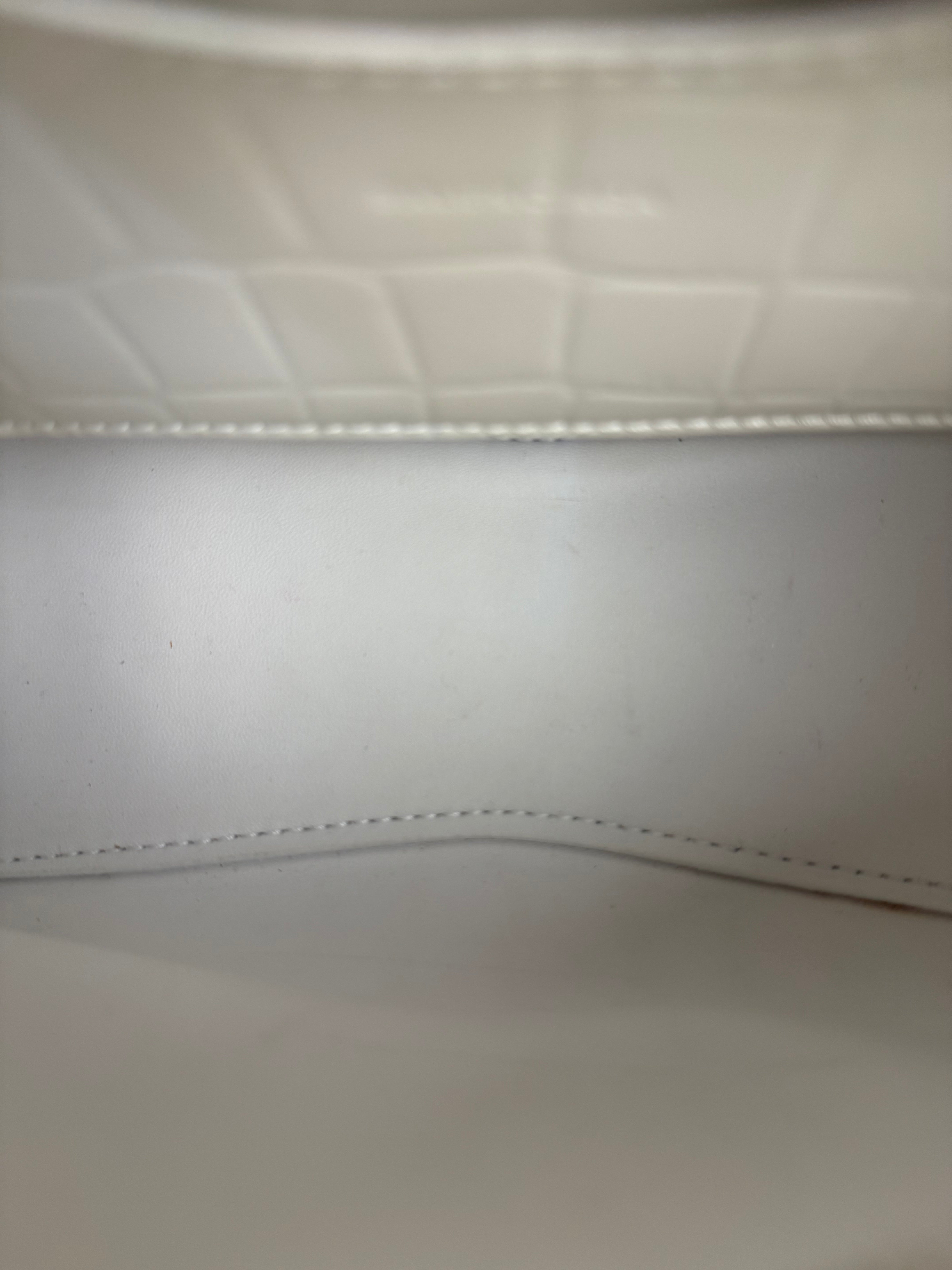 Balenciaga White Croc Embossed S Neo City Bag