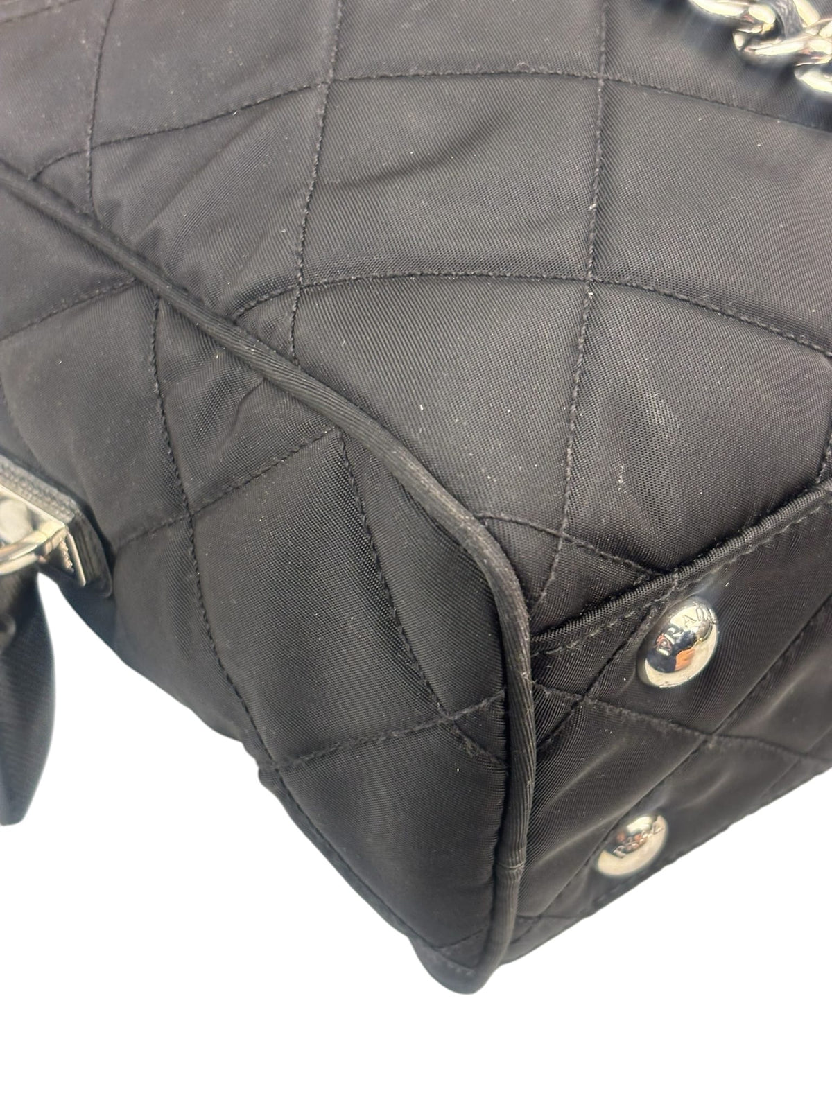 Prada Black Quilted Tessuto Nylon/Leather Trim Large Camera Bag