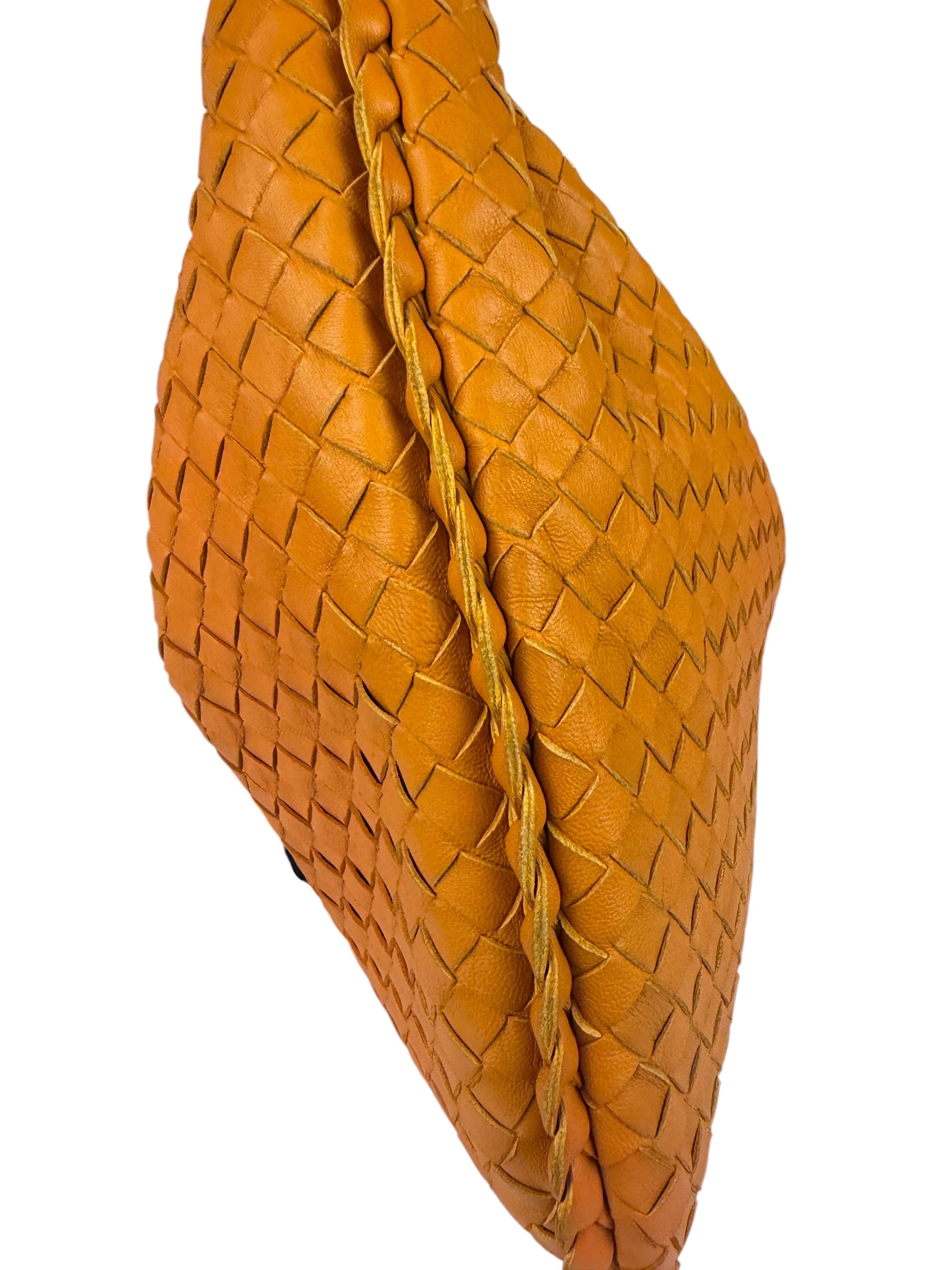 Bottega Veneta Orange Leather Intercciato Hobo Bag