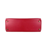 Hermes Kelly 32 Courchevel Rouge Vif Gold Handbag 1997