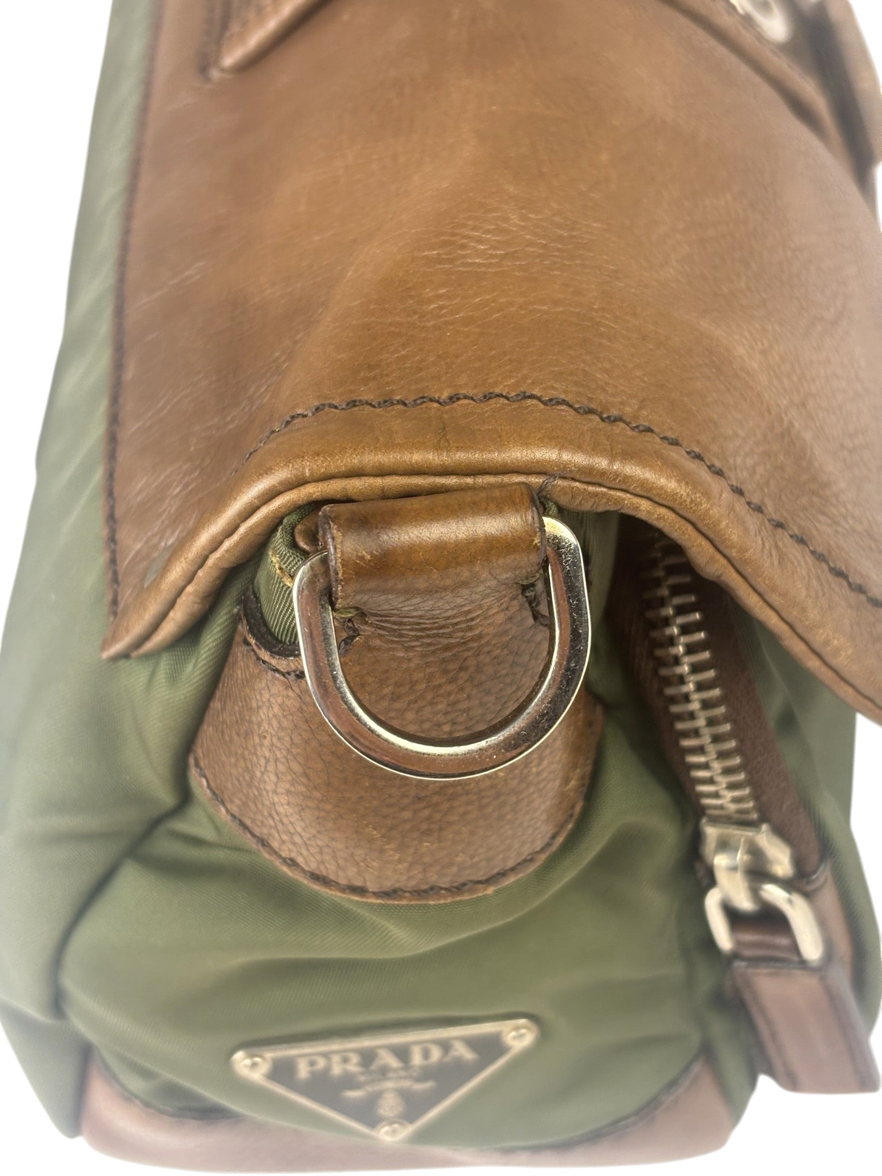 Prada Vintage Green Nylon/Leather Crossbody Bag