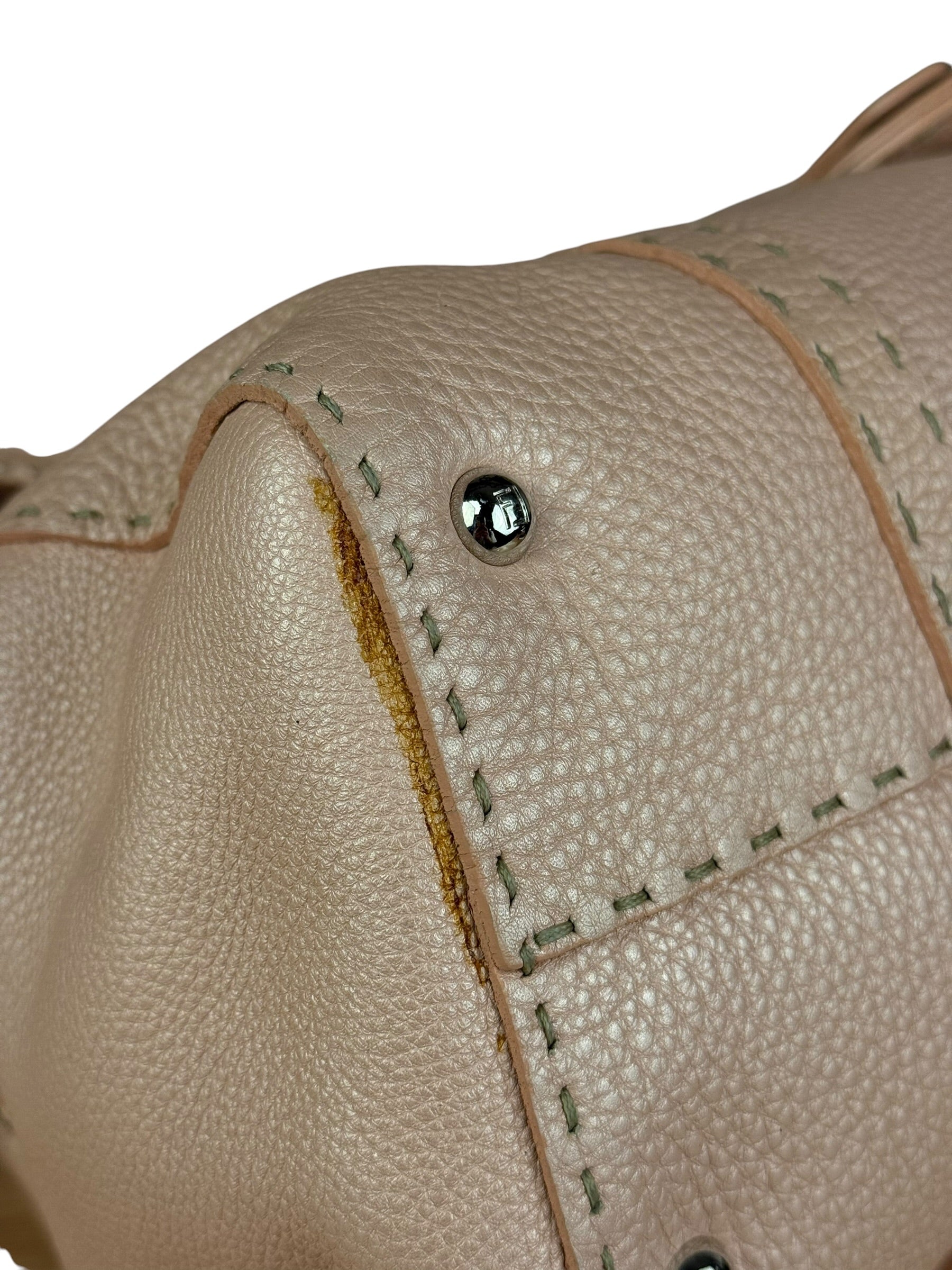 Fendi Light Pink Metallic Vintage Selleria Stitch Lina Handbag