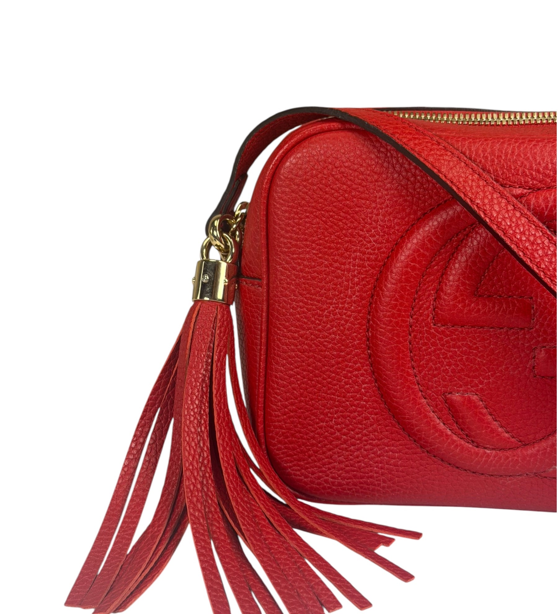 Gucci Red Calfskin Leather Soho Disco Crossbody Bag