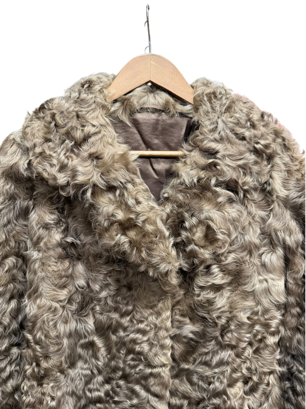 Vintage Moonbat Taupe Grey Persian Lamb Fur Coat