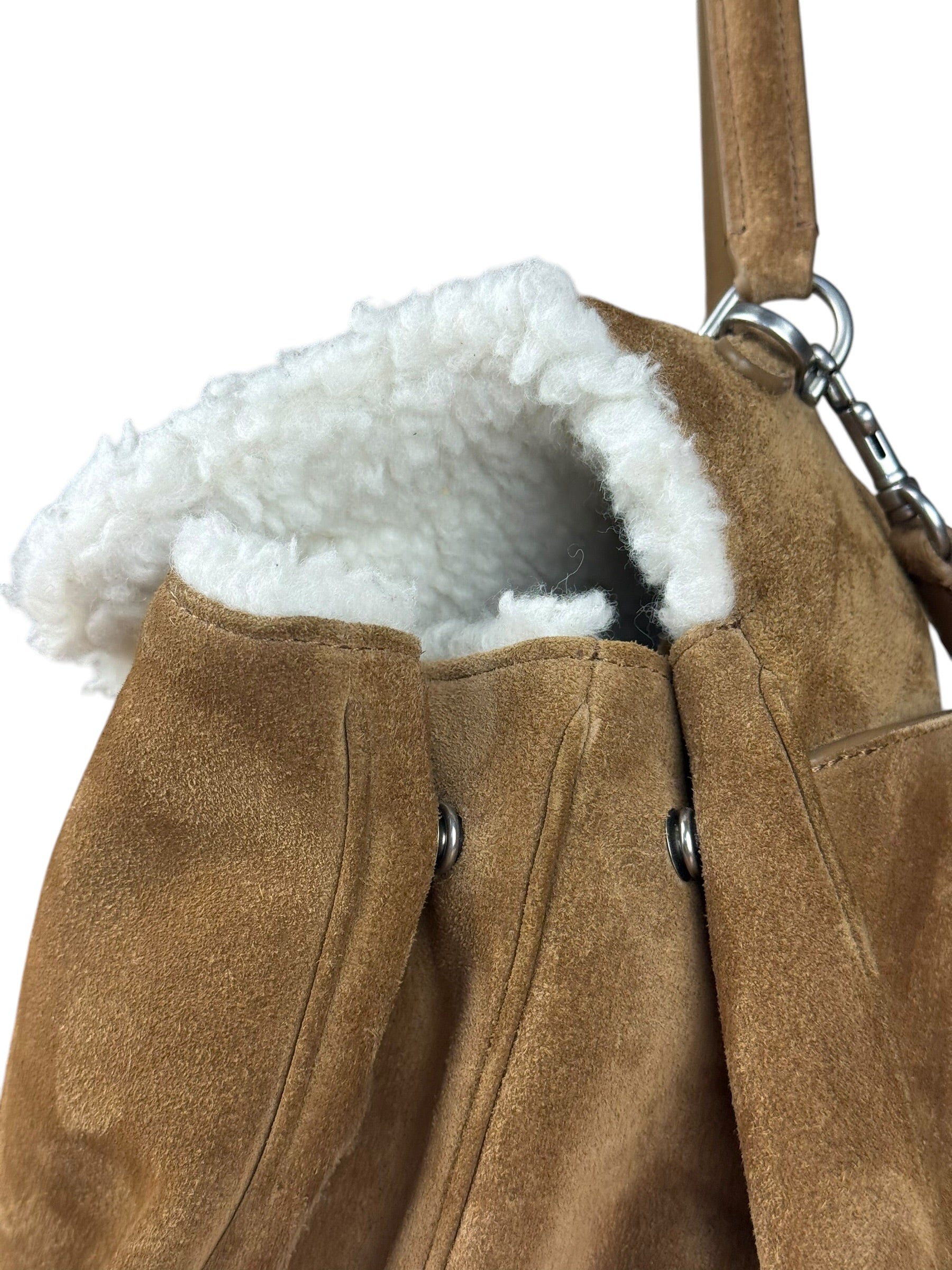 Balenciaga Rodeo Handbag Suede/Fleece Brown