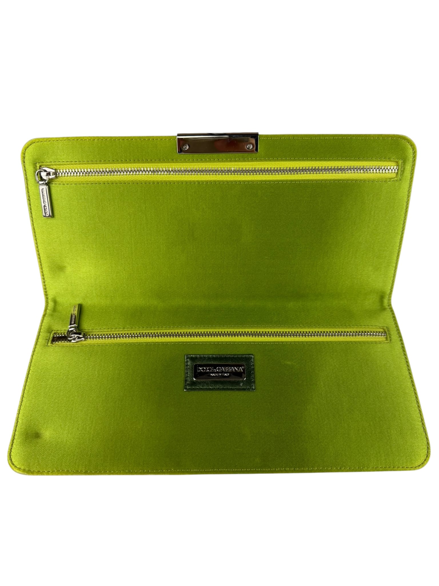 Dolce & Gabbana Lime Green Satin Clutch