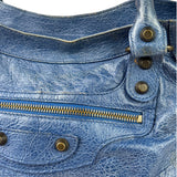 Balenciaga Navy Leather Moto Work Two-Way Bag