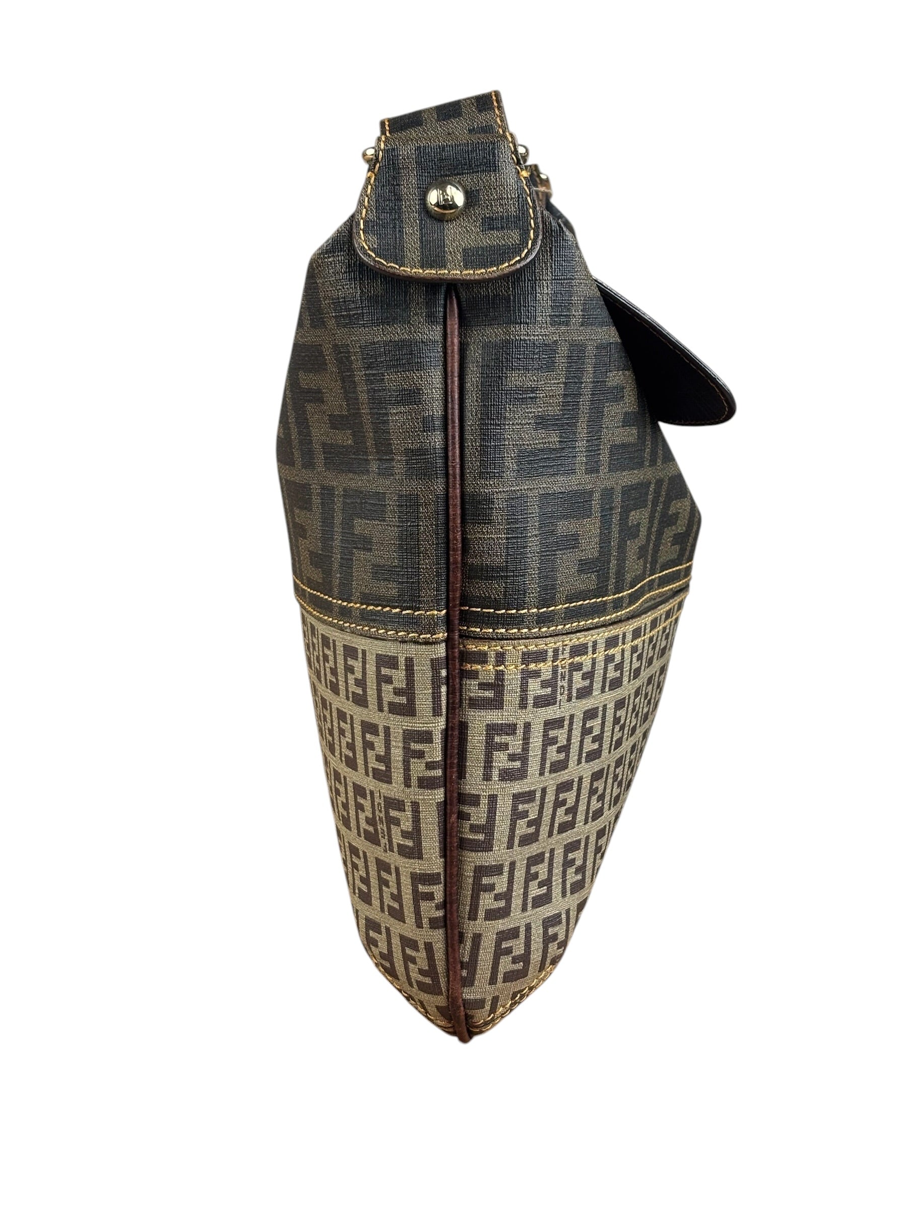 Fendi Vintage Two-Tone Leather Zucchino Messenger/Shoulder Bag