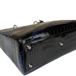 Christian Dior Rare Black/Navy Croc Embossed Lady Dior Handbag