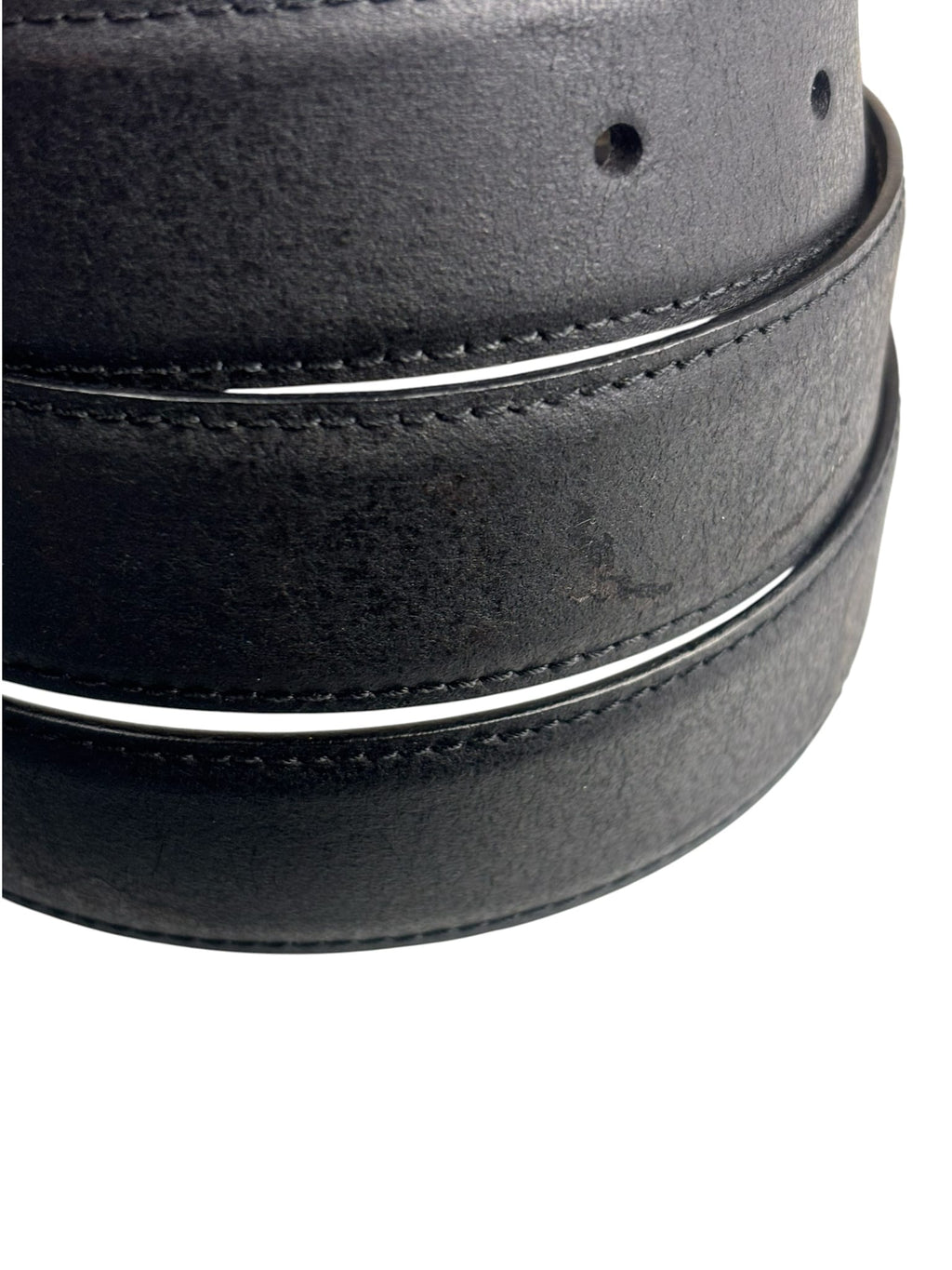 Celine Black Leather Horse & Carriage Buckle Belt