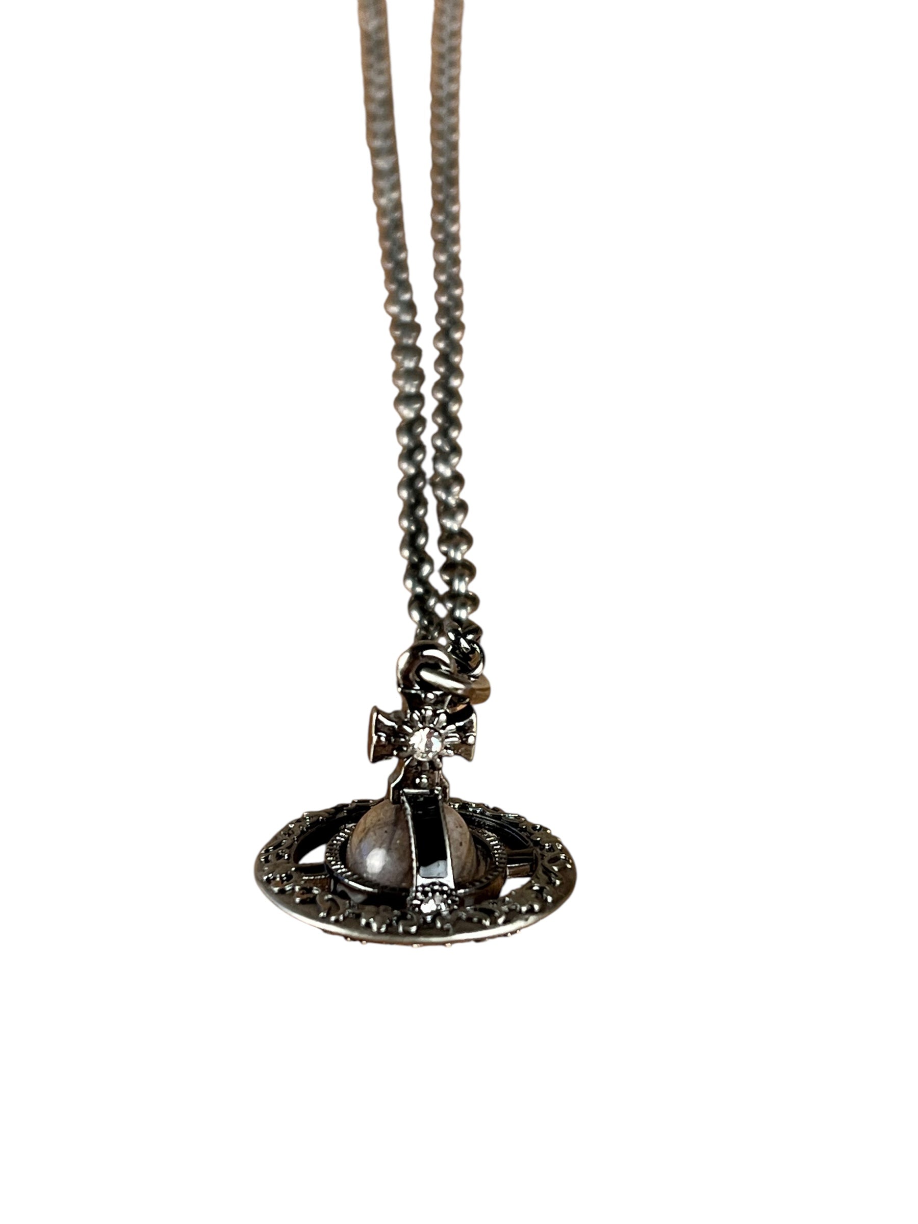 Vivienne Westwood Gunmetal 3D Marble Orb Necklace