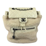 Chanel Cream Quilted Shearling Mountain Paris-Salzburg Small Backpack 2015