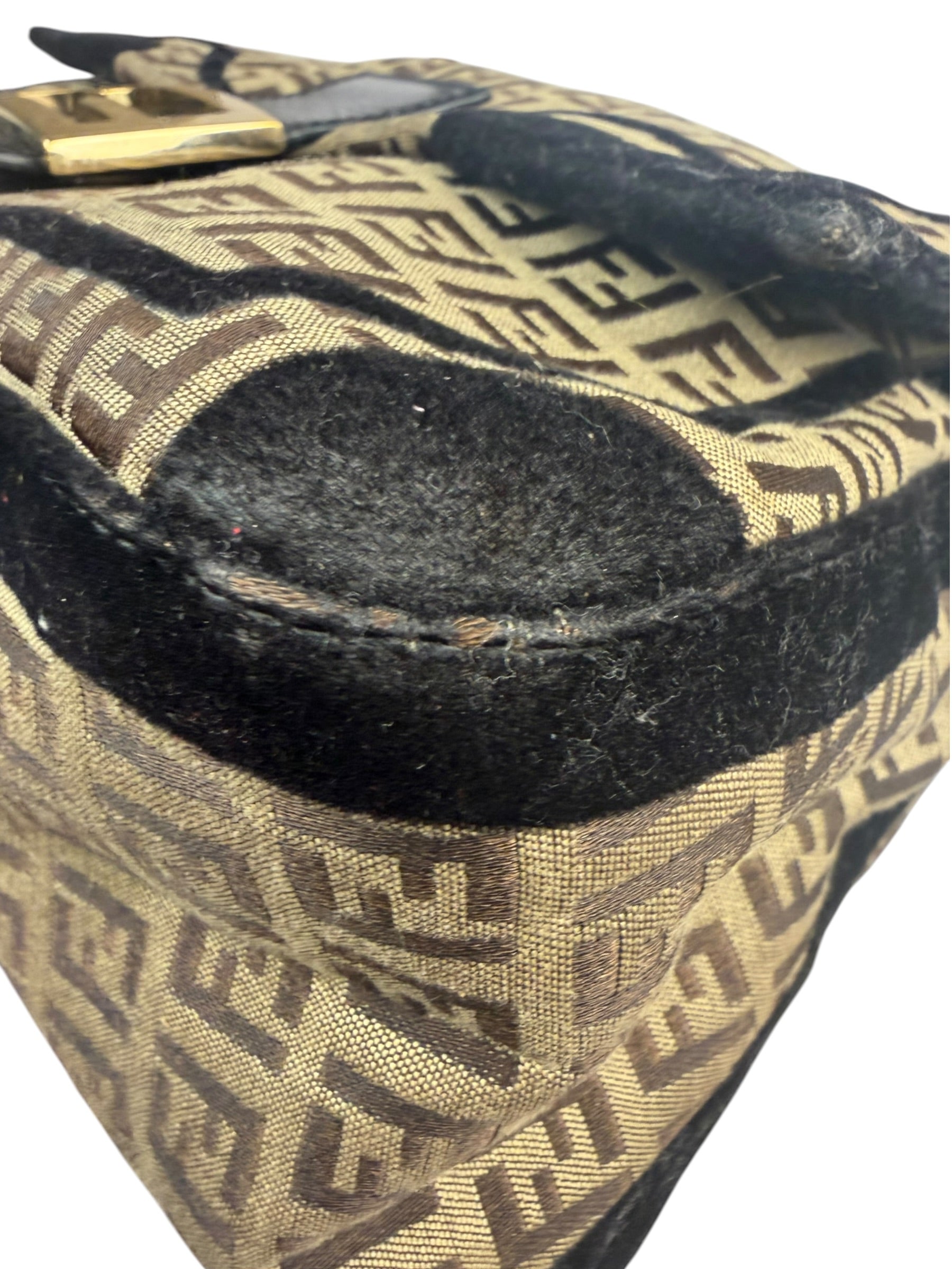 Fendi Black Trim Zucca Mamma Baguette