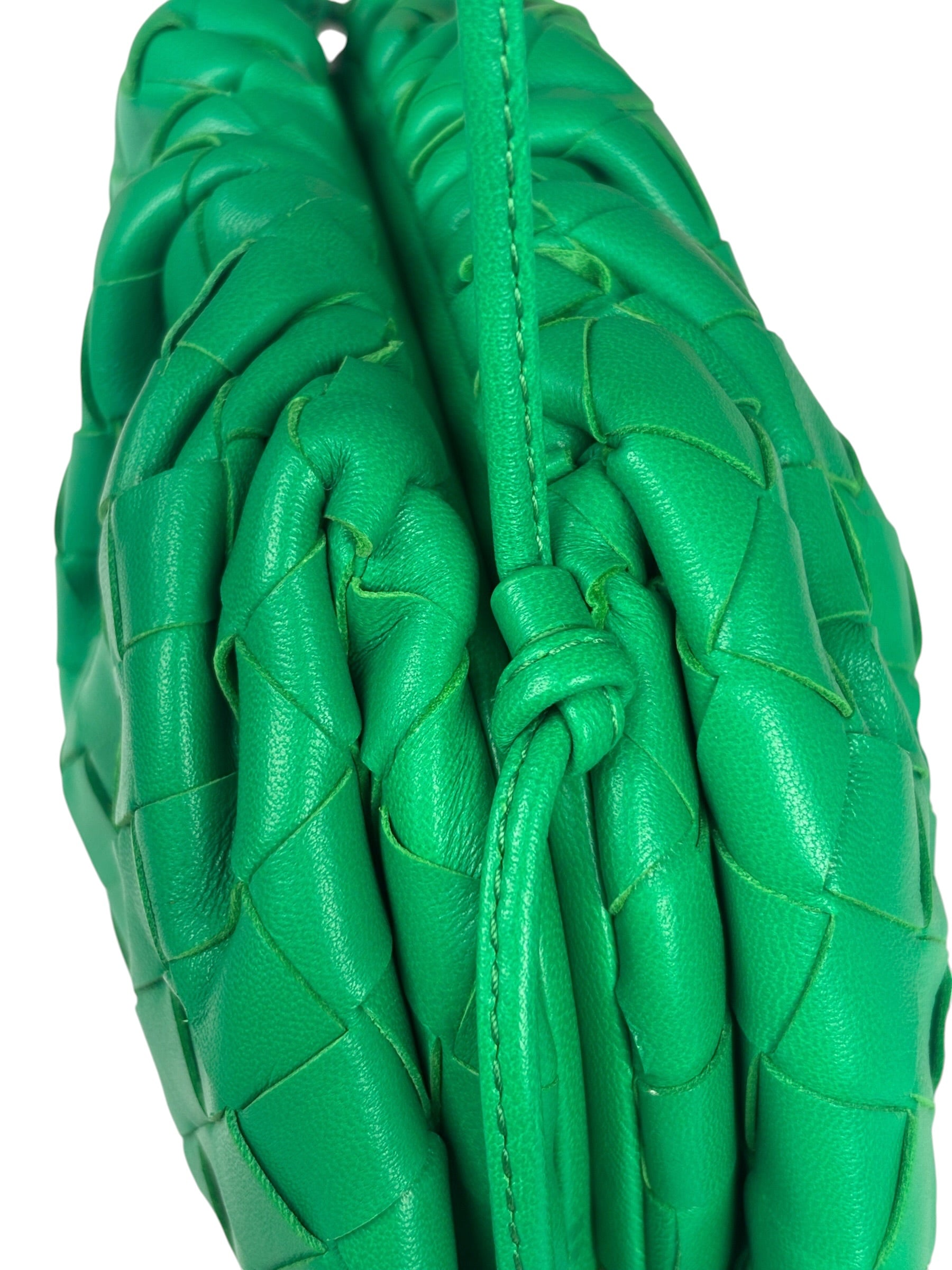 Bottega Veneta Green Leather Intercciato Small Crossbody