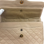 Chanel Beige Quilted CC Vintage Double Flap Bag 90s