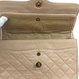 Chanel Beige Quilted CC Vintage Double Flap Bag 90s