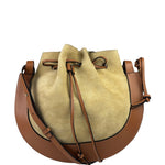 Loewe Brown/Beige Suede/Leather Trim Horseshoe Shoulder Bag