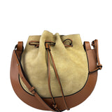 Loewe Brown/Beige Suede/Leather Trim Horseshoe Shoulder Bag