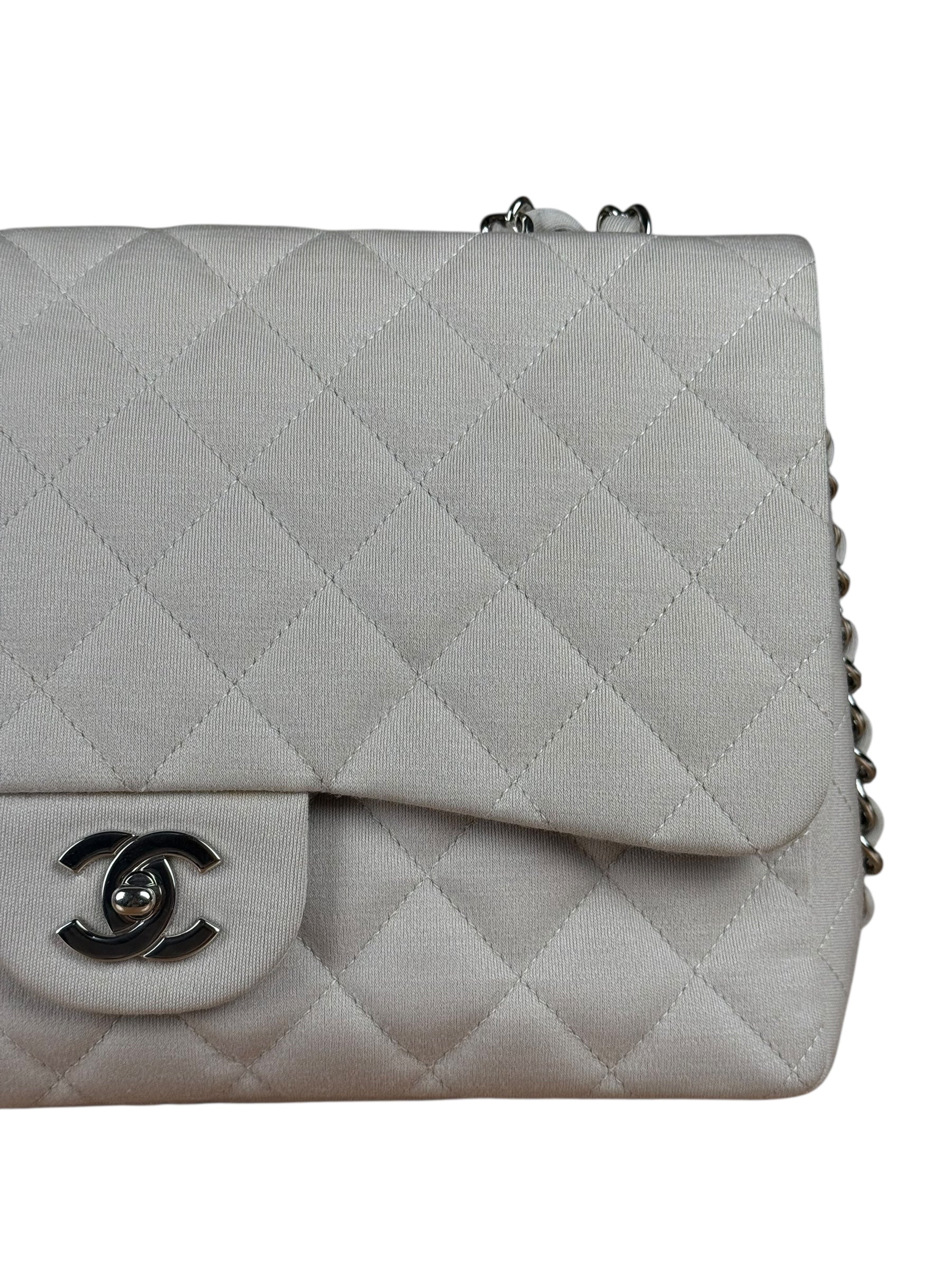 Chanel Grey Cotton M Classic Flap