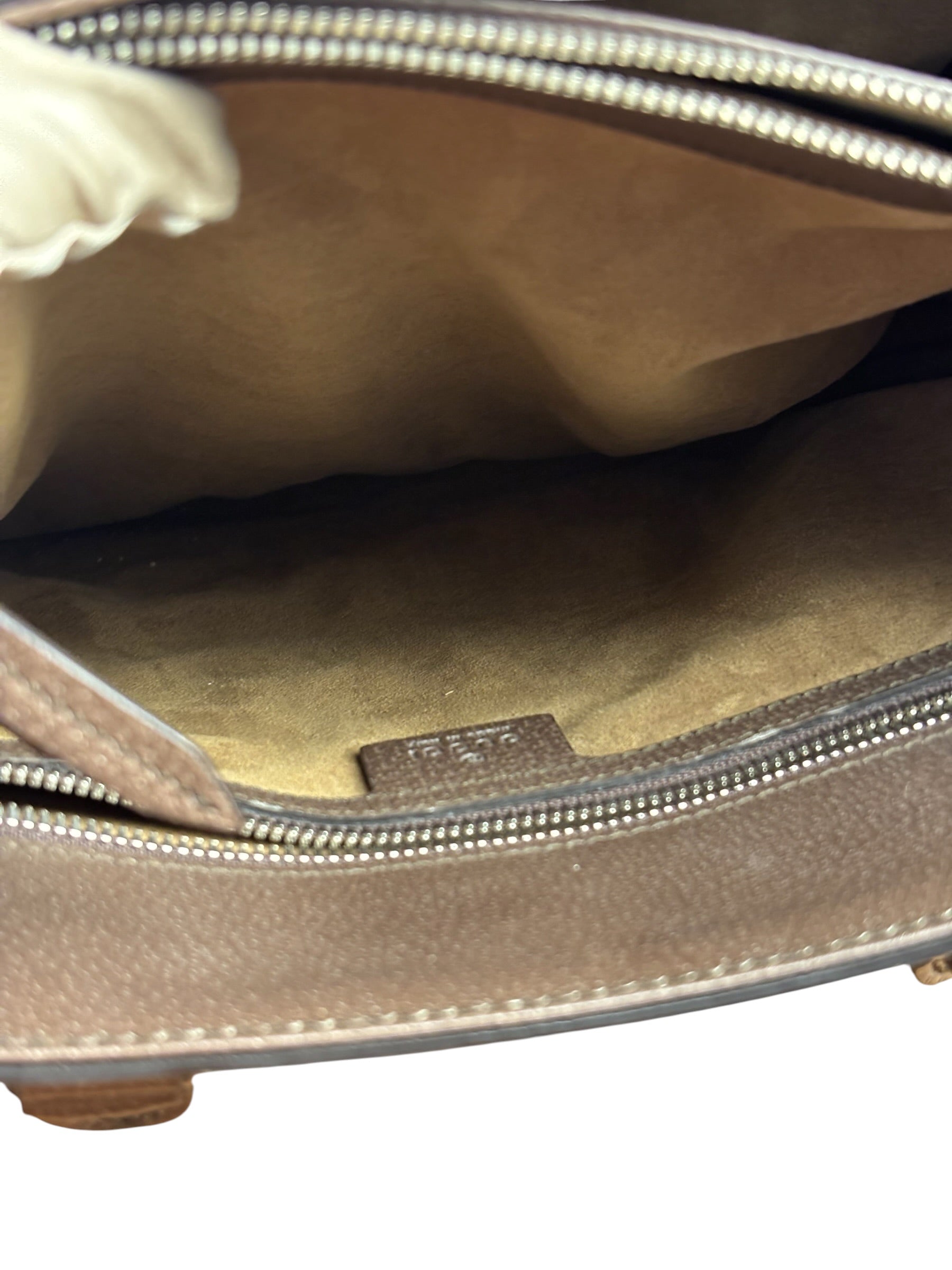 Gucci Brown Leather Trim GG Supreme Tian Vertical Tote Bag