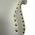 Celine White Grained Leather Studded Poultbot Shoulder Bag