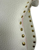 Celine White Grained Leather Studded Poultbot Shoulder Bag