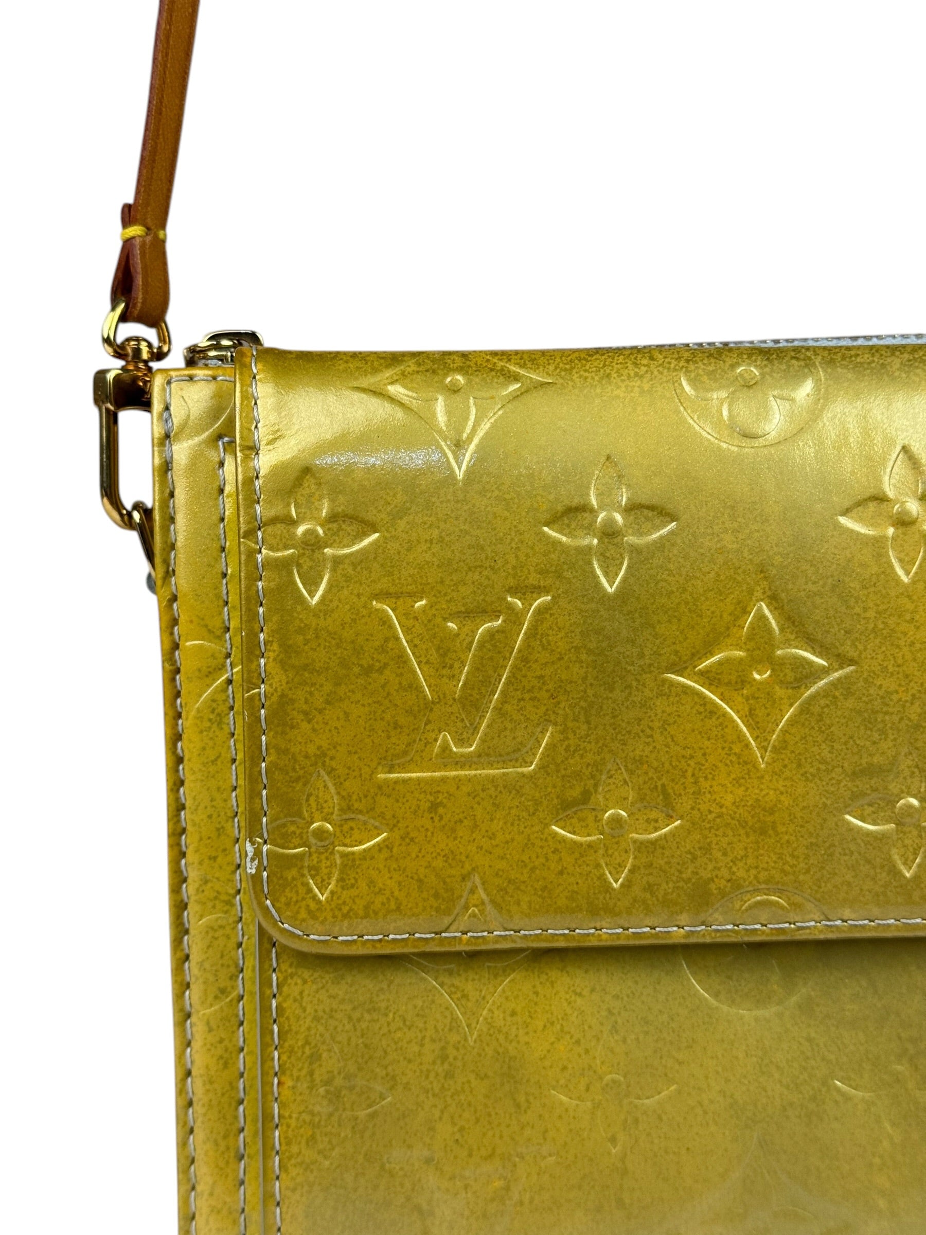 Louis Vuitton Yellow Patent Leather Vernis Mott Accessory Pouch