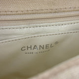 Chanel White Leather/Canvas Pearl Crossbody Flap 2003