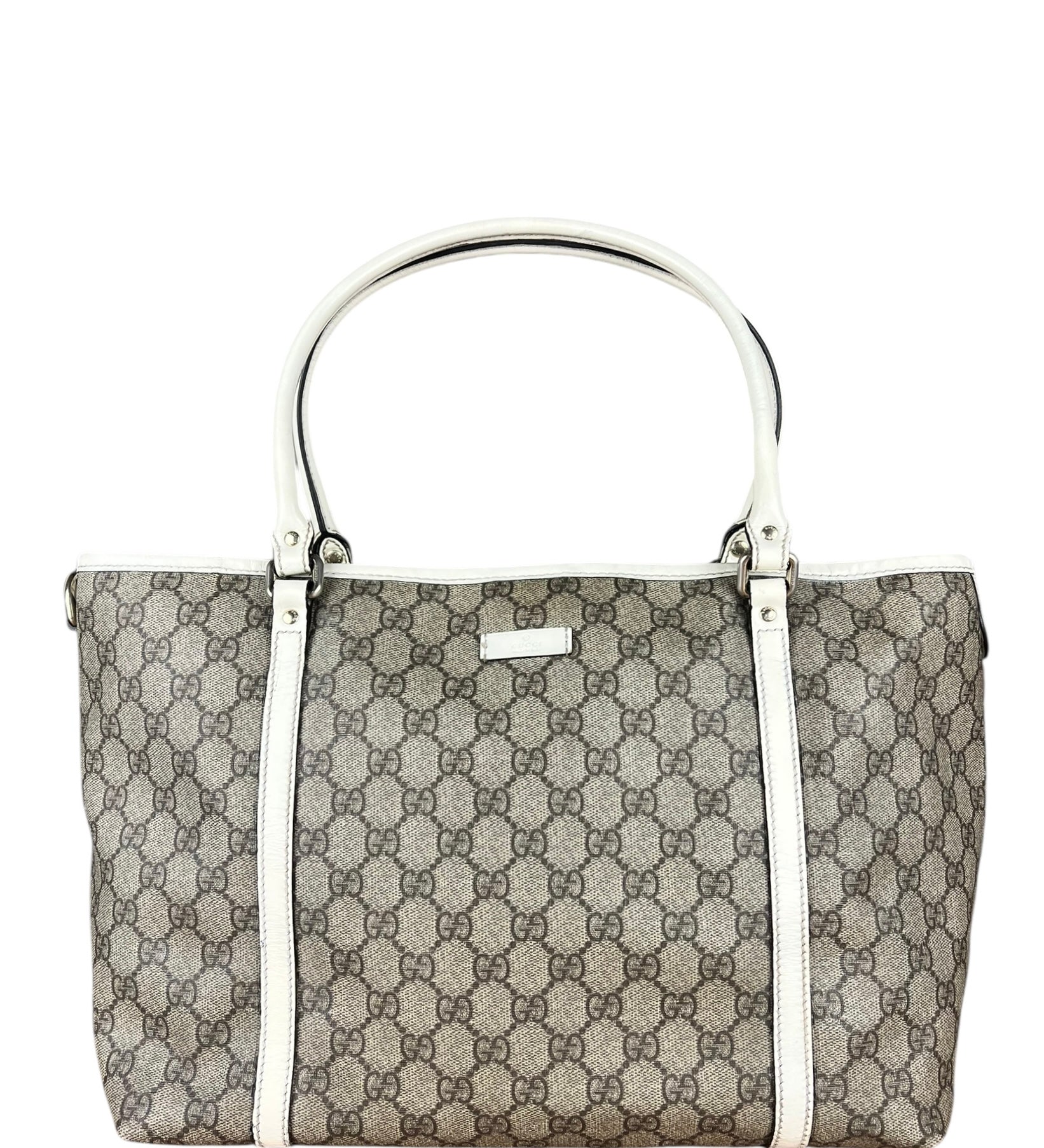 Gucci GG Joy Coated Canvas Tote Bag White/Beige