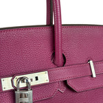 Hermes 2013 Plum Clemence Leather Palladium Birkin 35