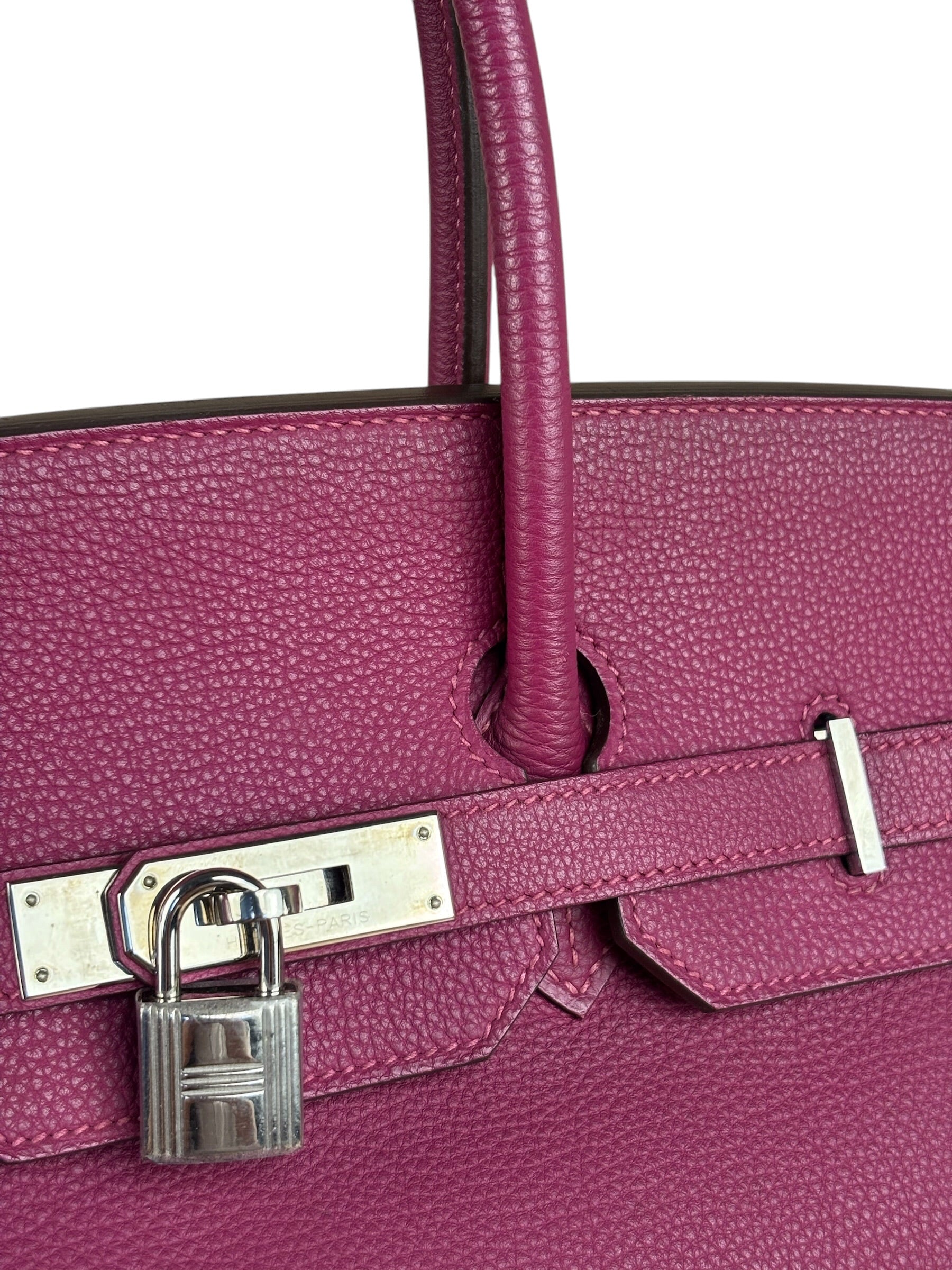 Hermes 2013 Plum Clemence Leather Palladium Birkin 35