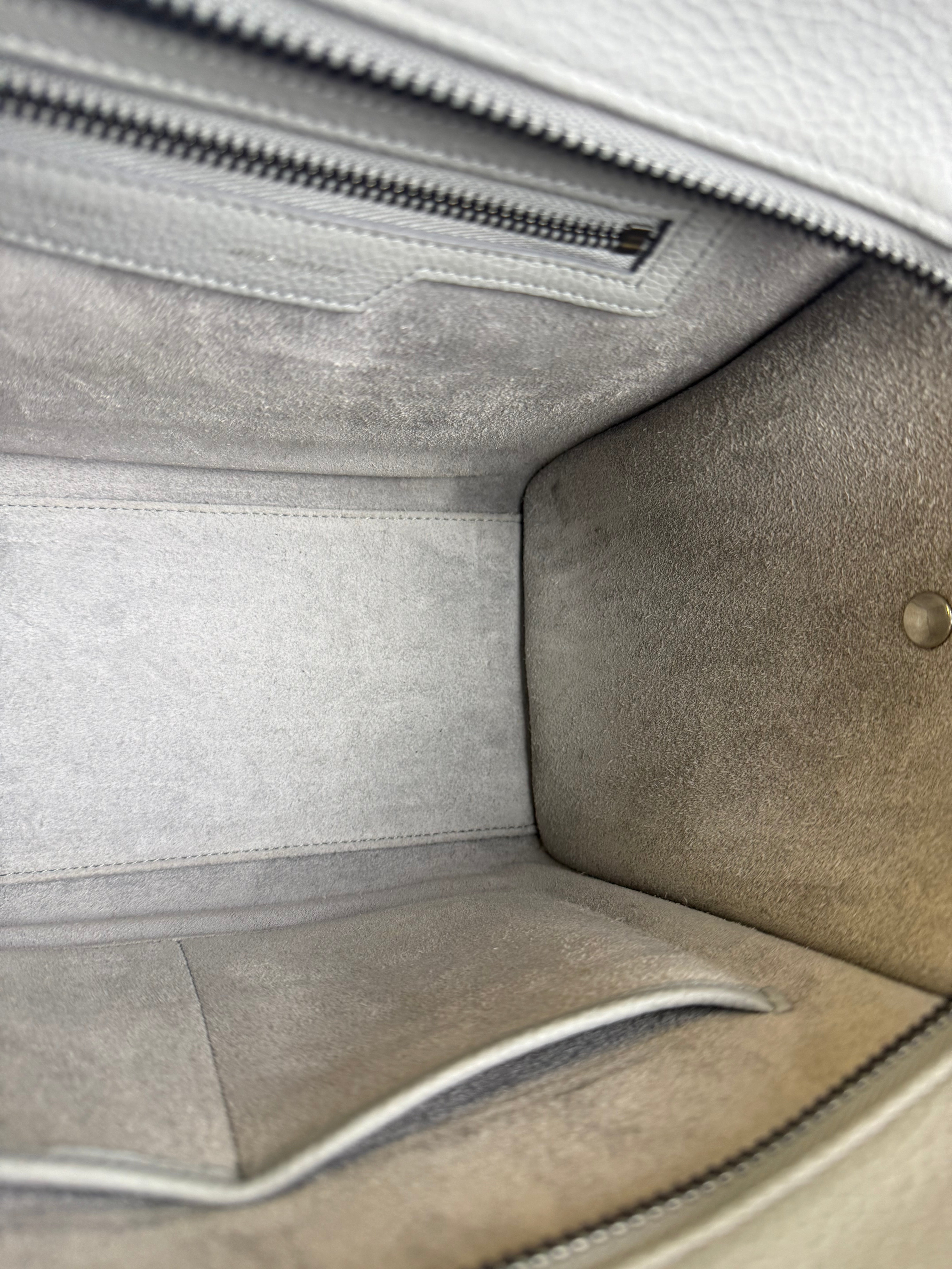 Celine Grey Pebbled Leather Luggage Micro Tote