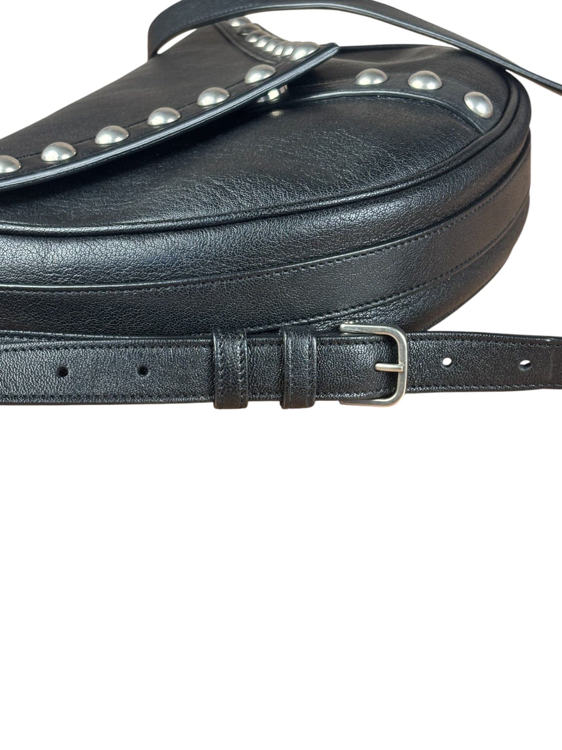 Saint Laurent Black Leather Y Studded Flap Crossbody