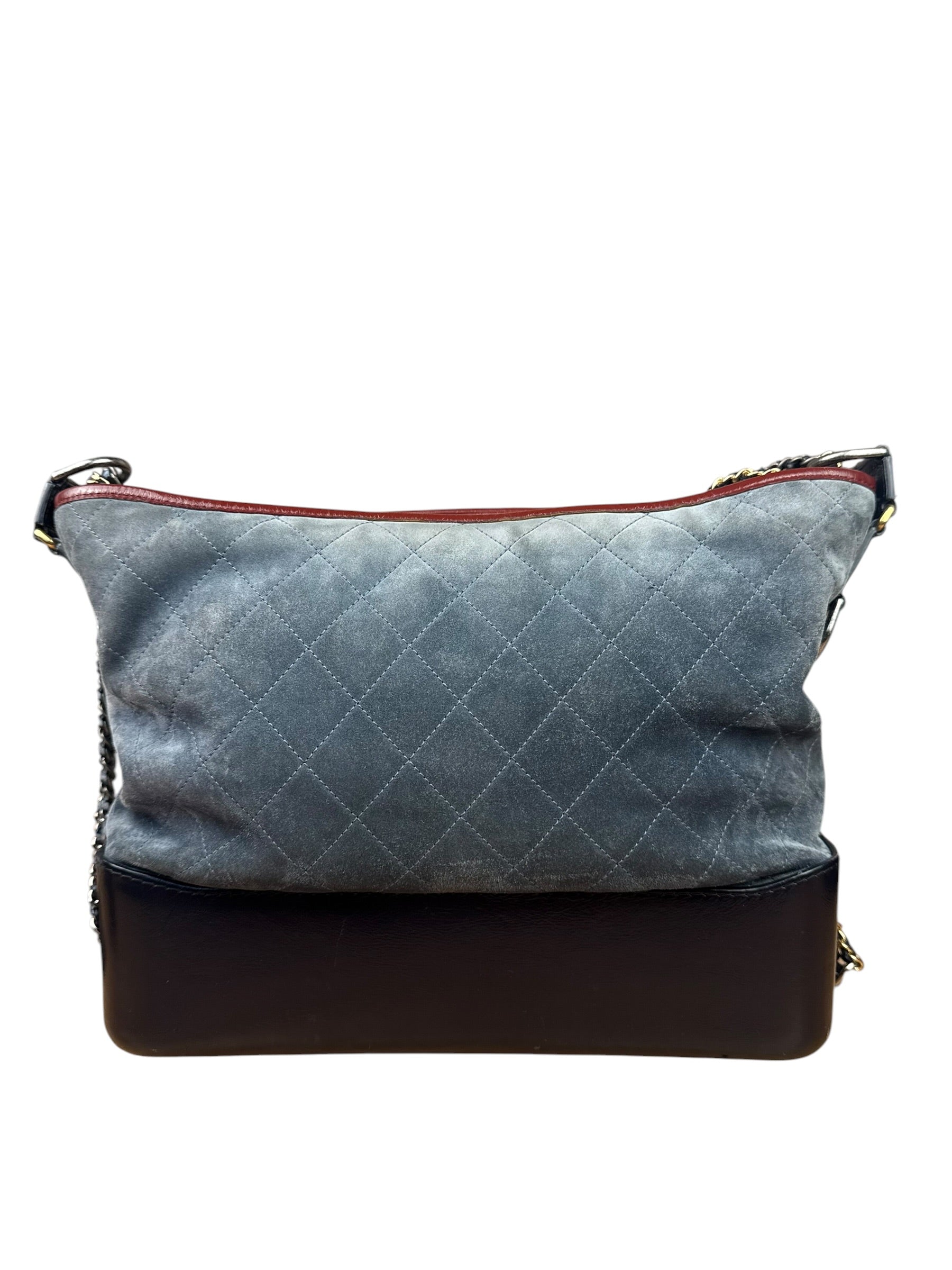 Chanel Bicolor Quilted Suede Leather Trim Medium Gabrielle Hobo Bag 2017