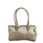 Gucci GG Beige Leather Trim Guccissima Small Boston Bag