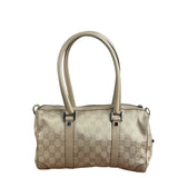 Gucci GG Beige Leather Trim Guccissima Small Boston Bag