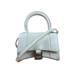 Balenciaga White Croc Embossed Nano Hourglass Bag