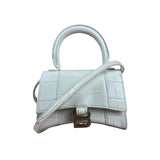Balenciaga White Croc Embossed Nano Hourglass Bag