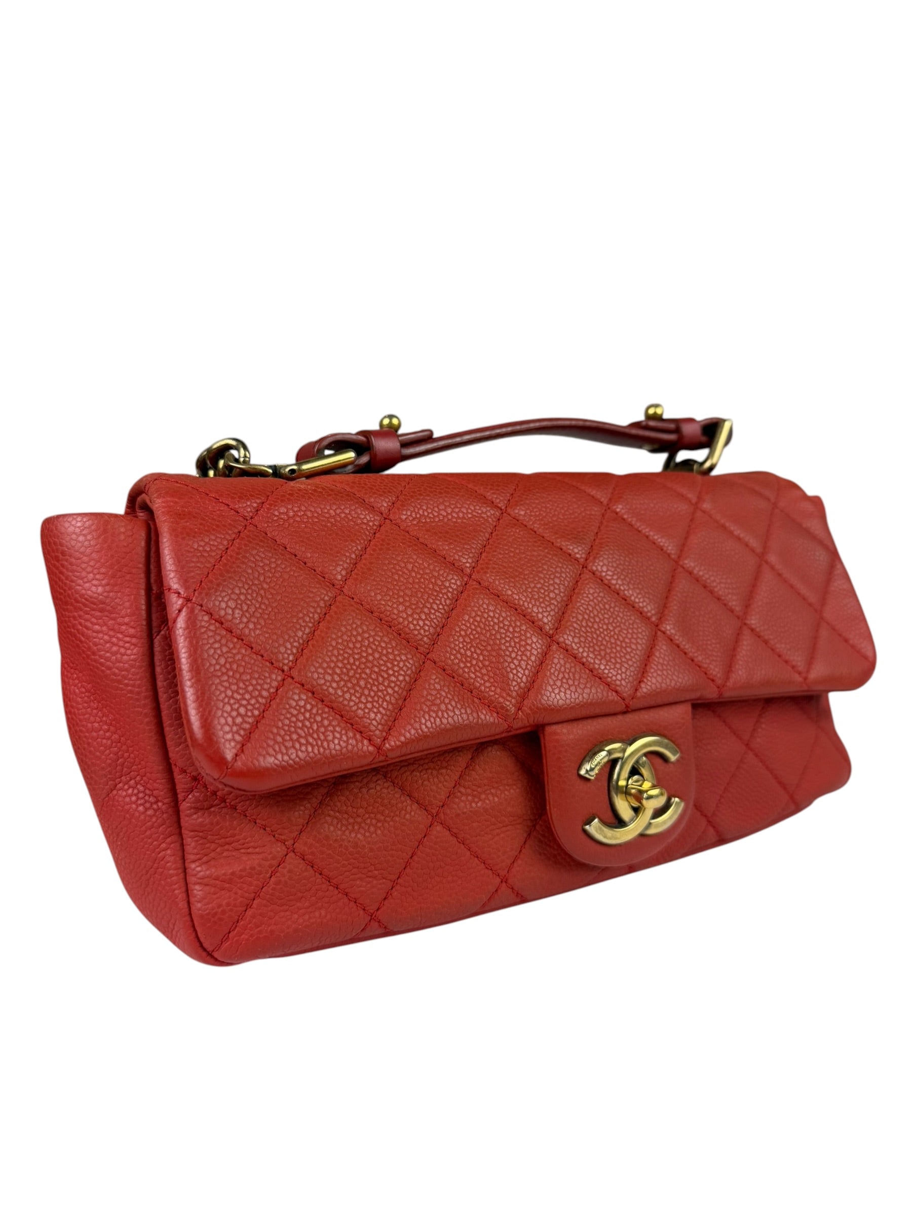 Chanel Red Quilted Caviar Leather Timeless Shoulder Bag 2012