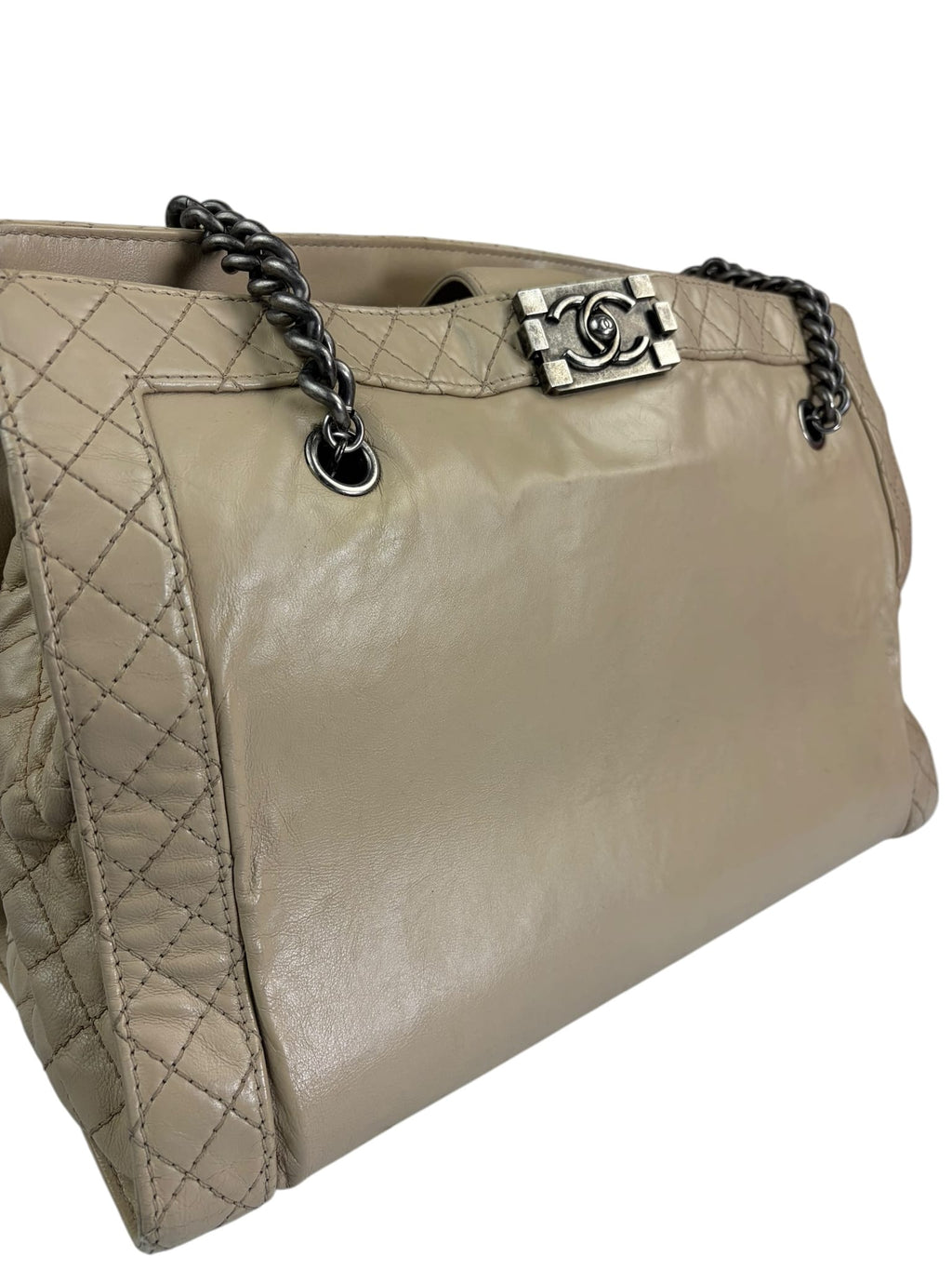 Chanel Beige Lambskin Boy Reverso Shopping Tote 2013